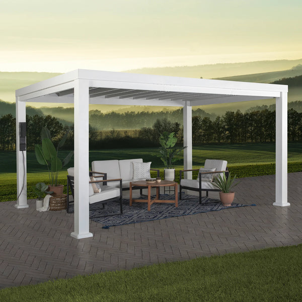 Backyard Discovery Windham Steel Pergola — 14×10, Sail Canopy