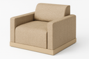 Ebel Grande outdoor woven wicker lounge armchair with wood plinth base