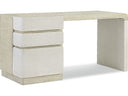 Arcadia desk in Clay wirebrushed oak, raffia-front drawers in Silt