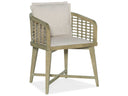Surfrider upholstered barrel back arm chair in Zuri Cream and Driftwood