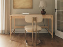 Union Home Pietro Office Set with cerused oak desk and Shay white upholstered side chair, image