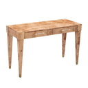 Brandyss 48-inch natural burl desk with brass-tipped legs