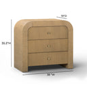 Hump Natural wood three drawer arched chest with dimensions