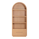 Marlow Natural tall arched wood bookcase with file drawer