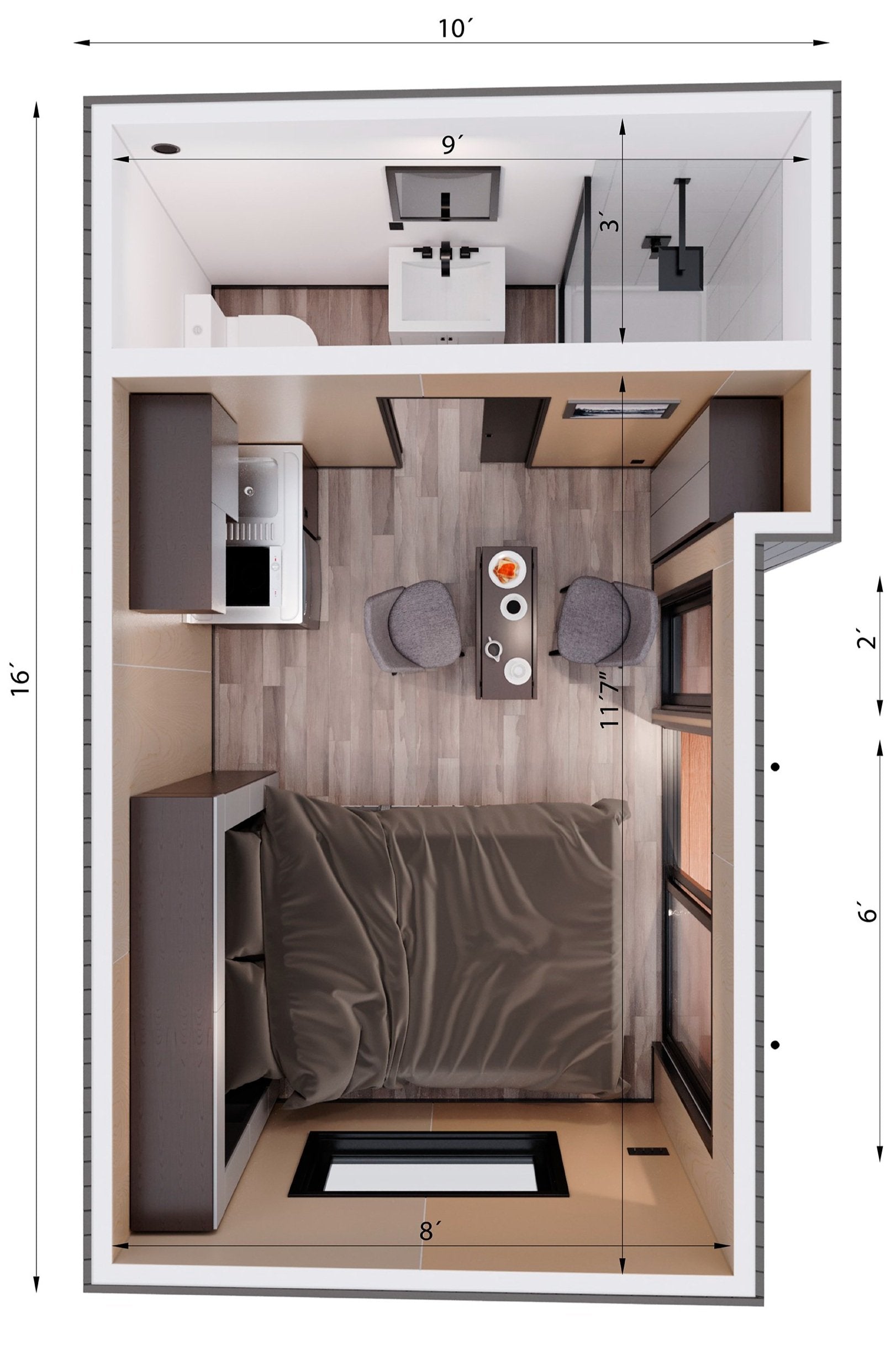 Optional sink kitchenette layout concept
