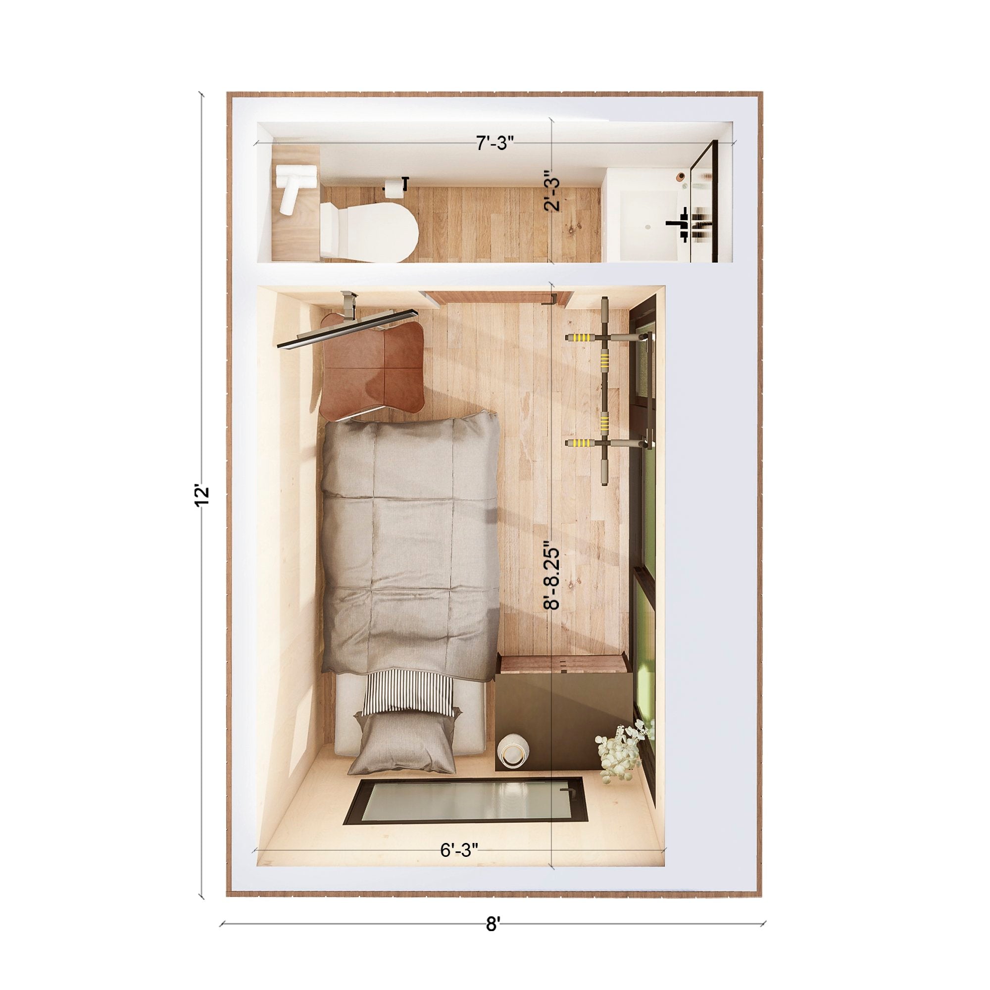 Guest room with half bathroom