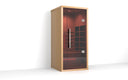 Outdoor cedar sauna and cold plunge tub for backyard wellness