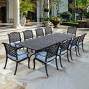 Nassau 11 Pc Cast Aluminum Dining Set w/ 92 X 42 Inch Series 30 Extension Table in Antique Bronze/Sesame by Darlee