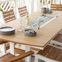 Garden Classic 96-in Rectangular Polyresin Propane Fire Pit Dining Table in Teak/White by Berlin Gardens