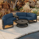 Misty Cove 4 Pc Aluminum Seating Set - Curved Sectional in Black/Canvas Charcoal by Lakeview Outdoor Designs