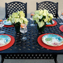 Nassau 7 Pc Cast Aluminum Dining Set w/ 72 X 42 Inch Series 30 Table & 2 Swivel Rockers in Antique Bronze/Sesame by Darlee