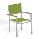 Oxford Garden Travira 6 Piece Flint Aluminum Patio Dining Set W/ Go Green Sling Armchairs, 63-Inch Rectangular Vintage Tekwood Table & Backless Bench
