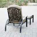 Elisabeth 2 Pc Cast Aluminum Seating Set w/ w/ Reclining Chair & Ottoman in Antique Bronze/Beige by Darlee