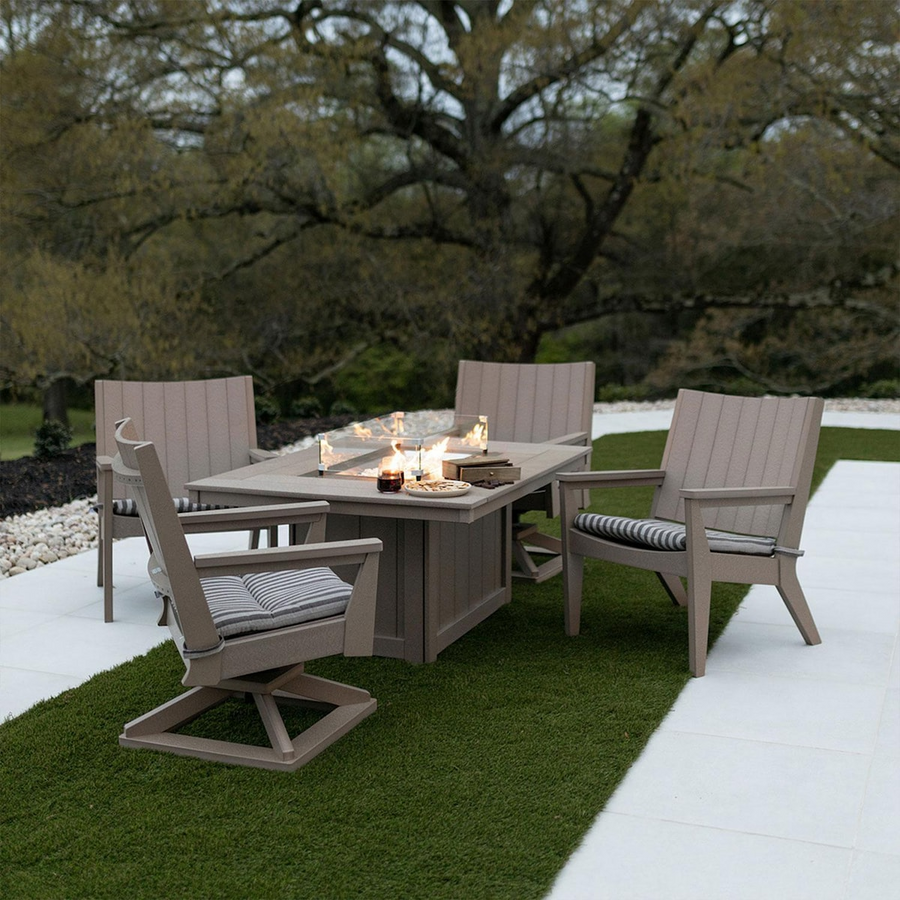 Donoma 54-in Rectangular Recycled Plastic Propane Fire Pit Table in Light Grey by Berlin Gardens
