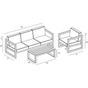 Misty Cove 3 Pc Aluminum Seating Set w/ Sofa & Portal Coffee Table in Black/Spectrum Indigo by Lakeview Outdoor Designs