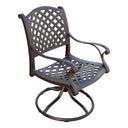 Nassau 7 Pc Cast Aluminum Dining Set w/ 72 X 42 Inch Series 30 Table & 2 Swivel Rockers in Antique Bronze/Sesame by Darlee