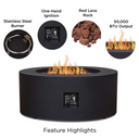 Elysian 24-in Round Steel Propane Fire Pit Table W/ Hidden Tank in Light Sand by Lakeview Outdoor Designs