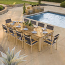 Travira 11 Piece Aluminum Patio Dining Set W/ 103 X 42 Inch Rectangular Tekwood Natural Table By Oxford Garden - Titanium Sling