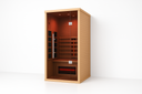 Lumin One infrared sauna angled view with tinted glass door