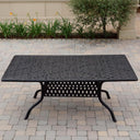 Nassau 7 Pc Cast Aluminum Dining Set w/ 72 X 42 Inch Series 30 Table & 2 Swivel Rockers in Antique Bronze/Sesame by Darlee