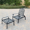 Elisabeth 2 Pc Cast Aluminum Seating Set w/ w/ Reclining Chair & Ottoman in Antique Bronze/Beige by Darlee
