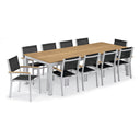 Travira 11 Piece Aluminum Patio Dining Set W/ 103 X 42 Inch Rectangular Tekwood Natural Table By Oxford Garden - Titanium Sling