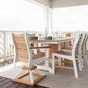 Garden Classic 96-in Rectangular Polyresin Propane Fire Pit Dining Table in Teak/White by Berlin Gardens
