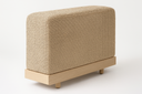 Ebel Grande outdoor woven wicker armrest sofa section with wood plinth base