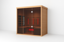Lumin Three infrared sauna side angle showing hemlock construction