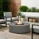Covewood 41-in Round Aluminum Propane Fire Pit Table in Charcoal by BBQGuys Signature