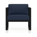 Misty Cove 3 Pc Aluminum Seating Set w/ Sofa & Portal Coffee Table in Black/Spectrum Indigo by Lakeview Outdoor Designs