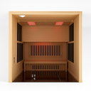Lumin Two infrared sauna overhead interior view with benches