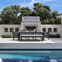 Milano 7 Piece Olefin Rope & Aluminum Patio Dining Set W/ Dining Table & Sunbrella Echo Ash Cushions By Sunset West