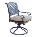 Nassau 7 Pc Cast Aluminum Dining Set w/ 72 X 42 Inch Series 30 Table & 2 Swivel Rockers in Antique Bronze/Sesame by Darlee