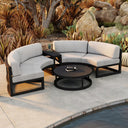 Misty Cove 4 Pc Aluminum Seating Set - Curved Sectional in Black/Cast Silver by Lakeview Outdoor Designs