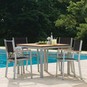 Travira 5 Pc Aluminum Dining Set in Natural Tekwood/ Black Sling by Oxford Garden