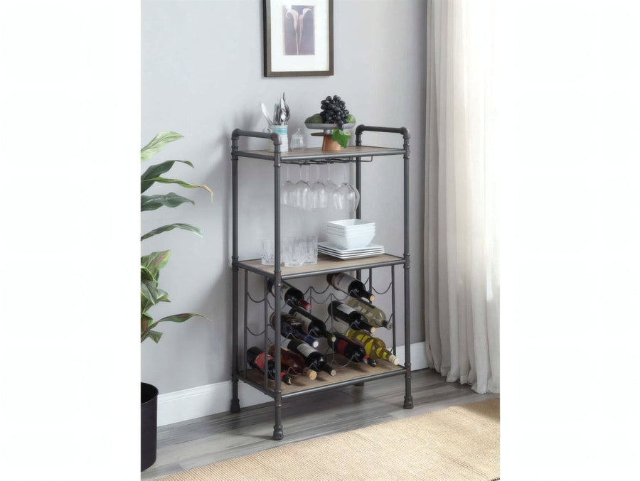 ACME Brantley Wine Bottle & Glass Rack — Antique Oak & Sandy Gray