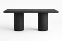 Arteriors Gemini dining table front elevation showing both cylindrical concrete pedestals