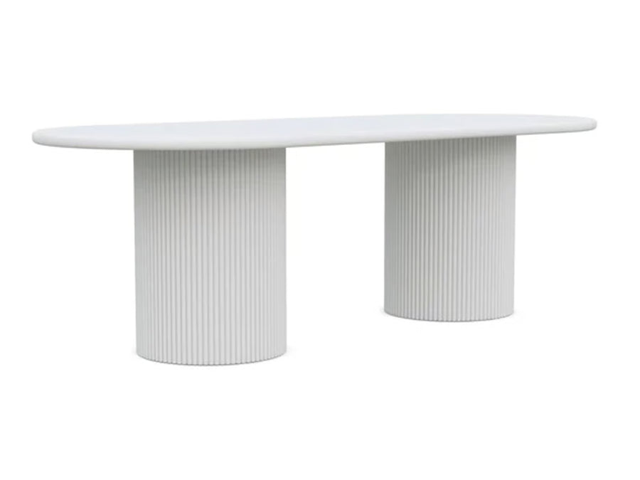 Azzurro Living Palma Oval Dining Table — Matte White Aluminum