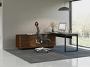 BDI Corridor two-piece Natural Walnut executive desk and Slate Voca chair