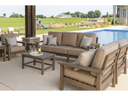 Berlin Gardens Camden lounge set with taupe cushions on a poolside patio