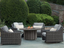 Ebel Bellino Aluminum Round Fire Pit Table with Lid in Concrete Finish
