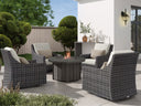 Ebel Bellino Aluminum Round Fire Pit Table with Lid in Concrete Finish
