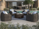 Ebel Bellino Aluminum Round Fire Pit Table with Lid in Concrete Finish
