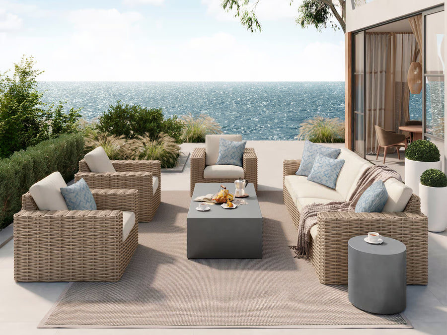 Ebel Mia Fire Pit Lounge Set — Wicker