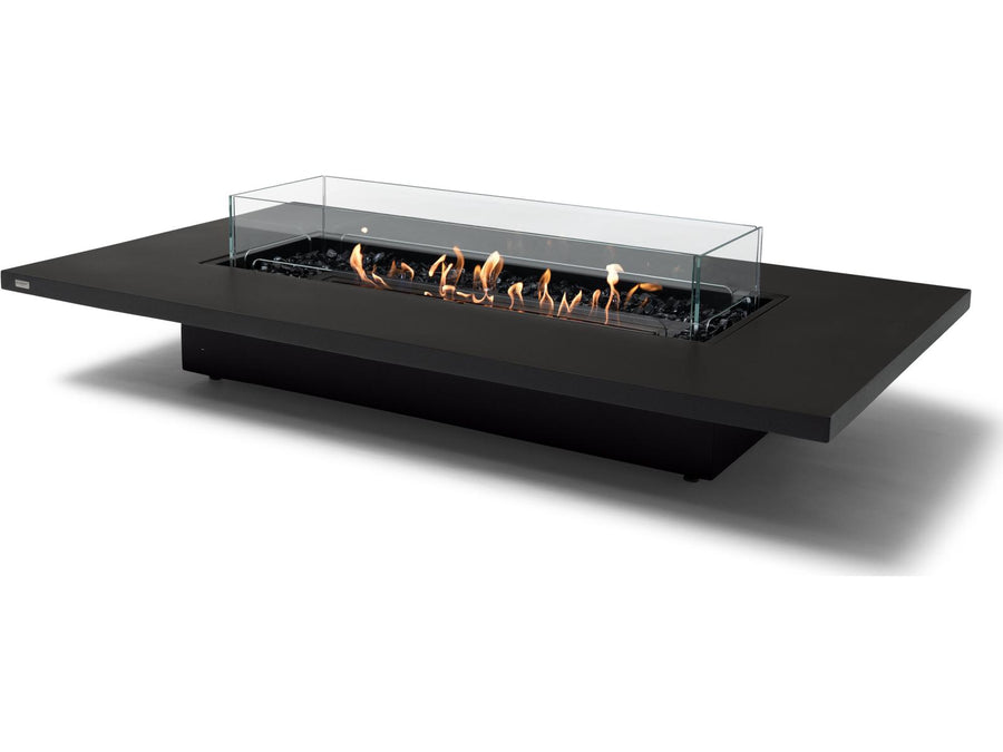 EcoSmart Daiquiri 70 rectangular fire table in black with linear burner and glass wind guard