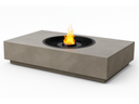 EcoSmart Martini 50 rectangular fire table with round bio-ethanol burner alight, angled view