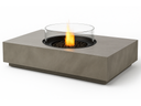 EcoSmart Martini 50 concrete fire table with round glass wind guard, side angle