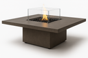 Vertigo 40 fire table with lit flame and square glass wind guard