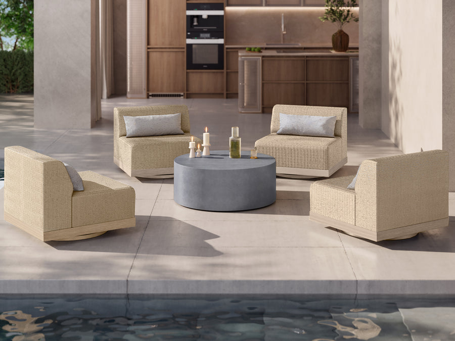 Ebel Grande 4 swivel lounge chairs with Bellino round chat table